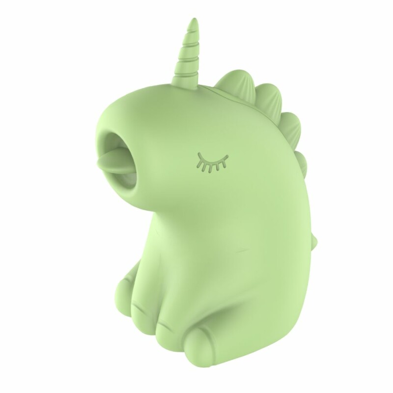 Стимулятор клітора з язичком UNIVIBE Єдиноріг зелений, 7.5 см - Зображення 3