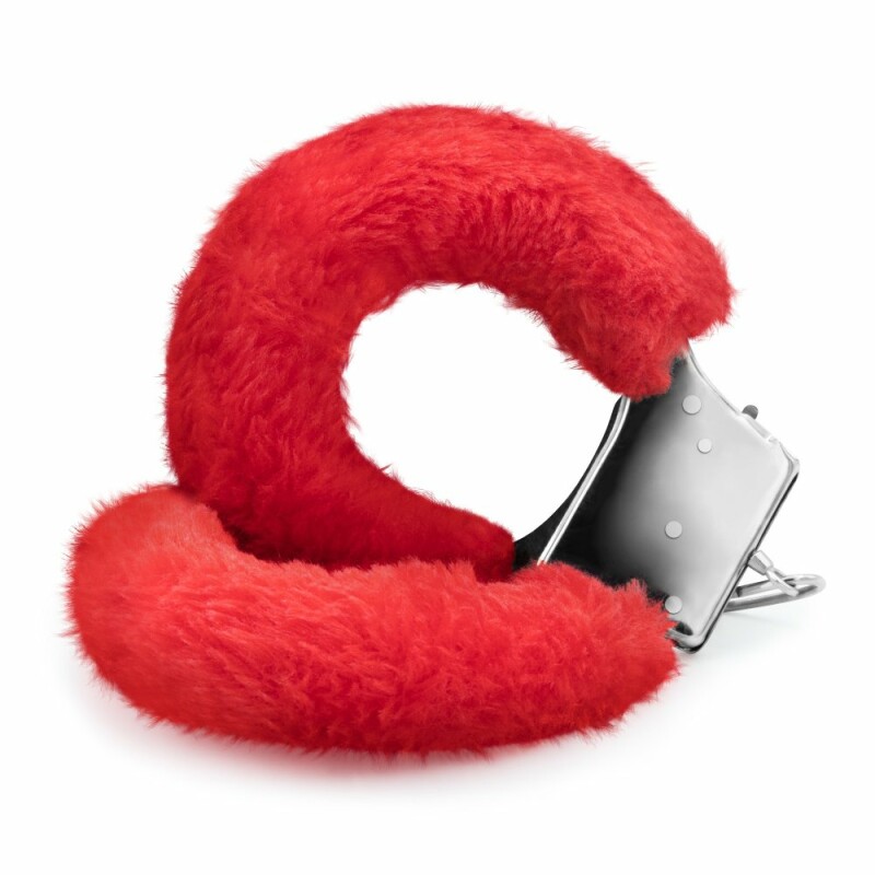 Наручники металеві Crushious Love Cuffs зі штучним червоним хутром, сріблясті - Изображение 3