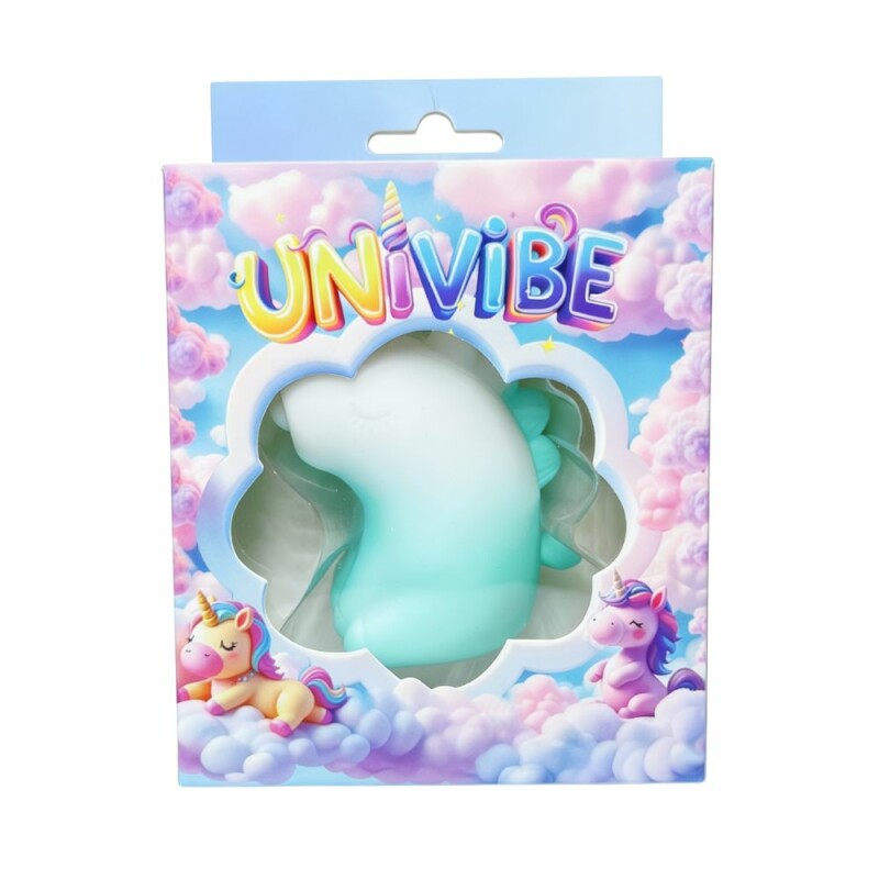 Стимулятор клітора з пульсацією UNIVIBE Єдиноріг біло-зелений, 7.5 см - Изображение 1