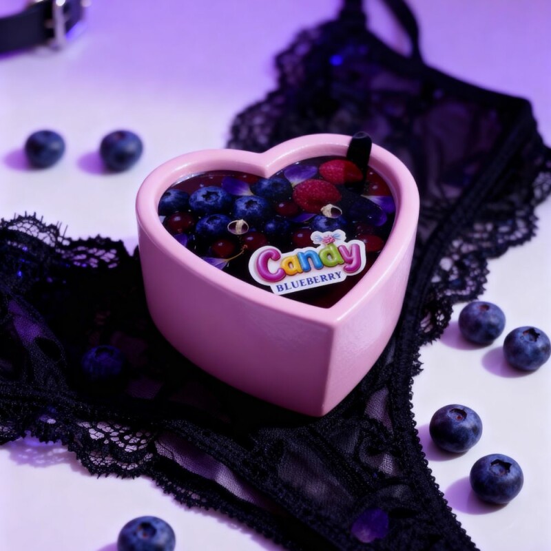 Масажна свічка з ароматом чорниці, 70 мл, Candy Blueberry у формі серця - Зображення 5