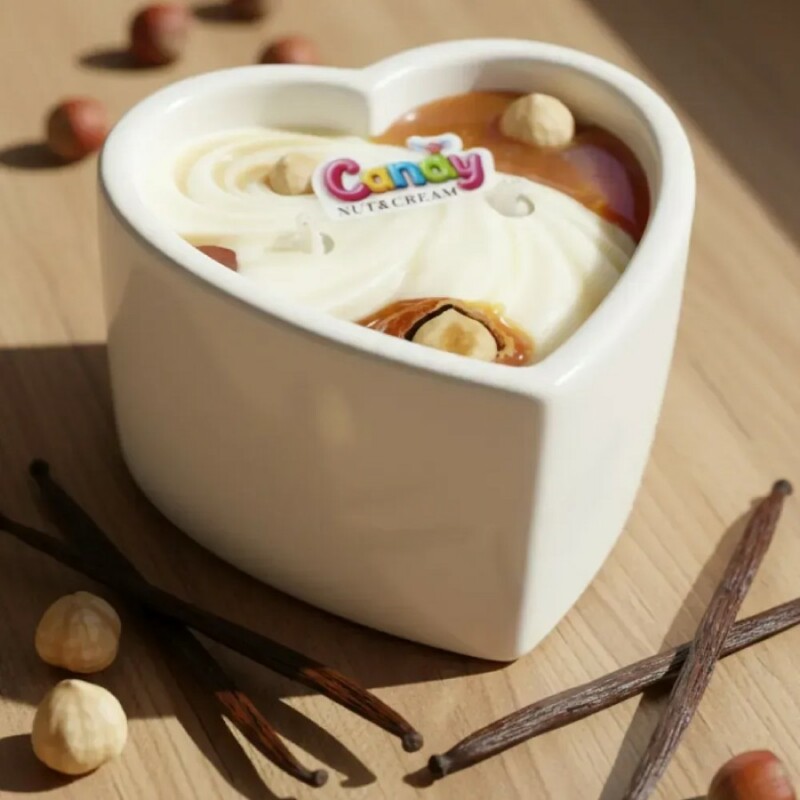 Масажна свічка з ароматом горіхового крему, 70 мл, Candy Nut Cream у формі серця - Изображение 5