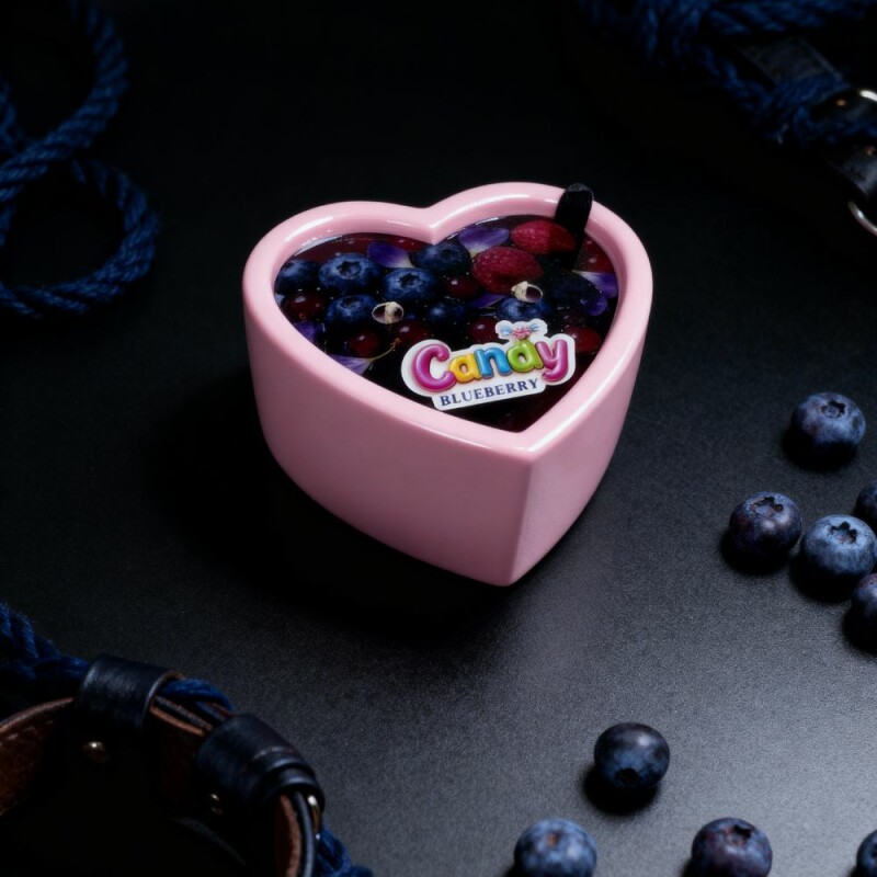Масажна свічка з ароматом чорниці, 70 мл, Candy Blueberry у формі серця - Зображення 6