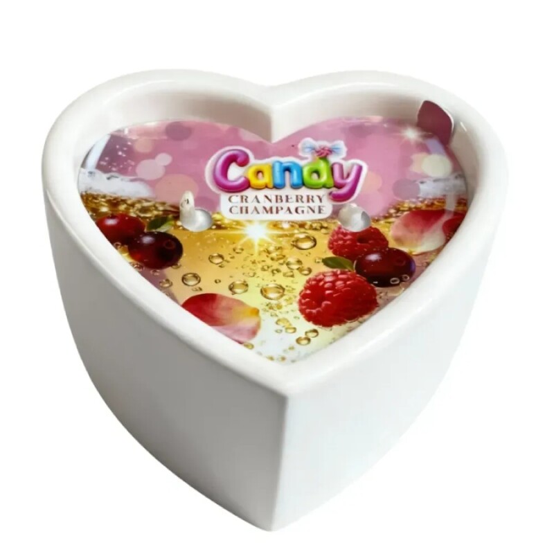 Масажна свічка з ароматом шампанського з журавлиною, 70 мл, Candy Cranberry Champagne у формі серця