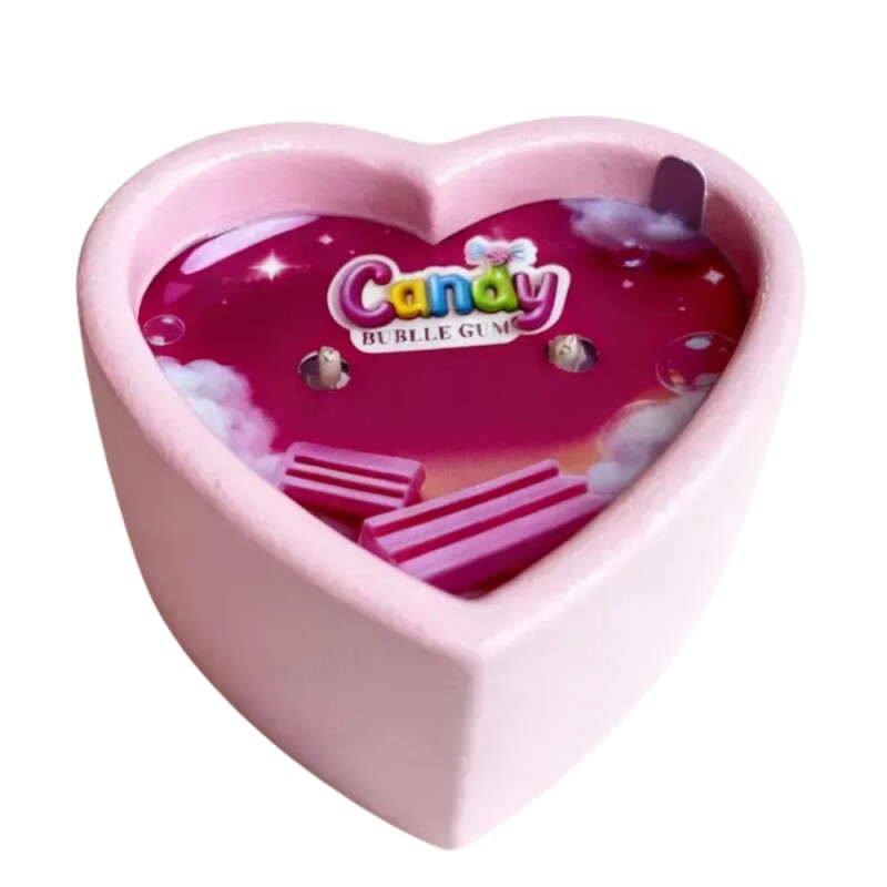 Масажна свічка з ароматом жуйки, 70 мл, Candy Bubble Gum у формі серця