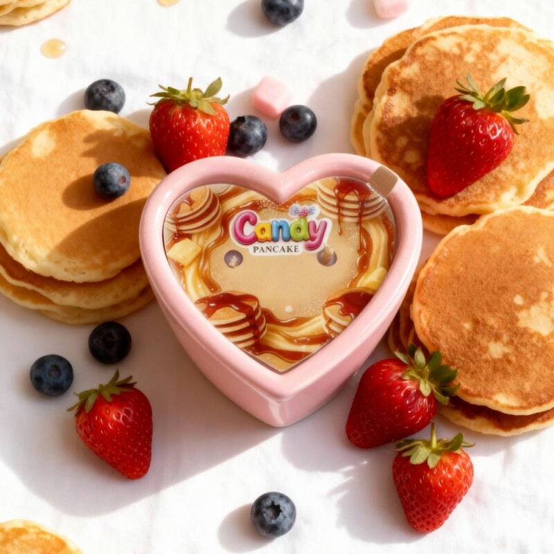Масажна свічка з ароматом панкейка, 70 мл, Candy Pancake у формі серця - Изображение 1