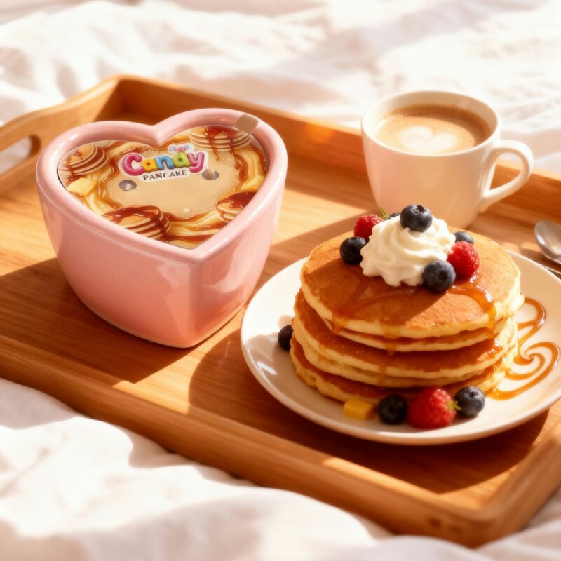 Масажна свічка з ароматом панкейка, 70 мл, Candy Pancake у формі серця - Изображение 2
