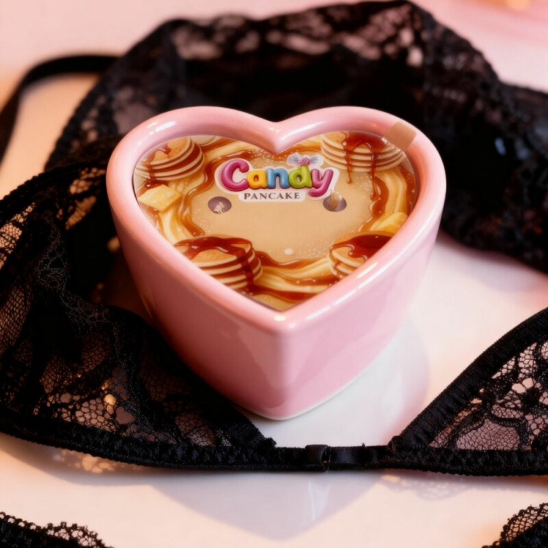 Масажна свічка з ароматом панкейка, 70 мл, Candy Pancake у формі серця - Изображение 4