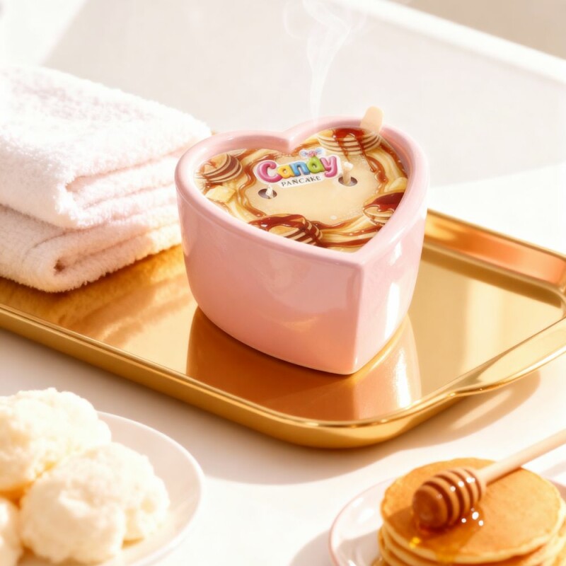 Масажна свічка з ароматом панкейка, 70 мл, Candy Pancake у формі серця - Изображение 5