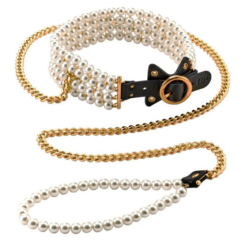 Нашийник з повідцем Guilty Pleasure Luminious Pearl з перлами