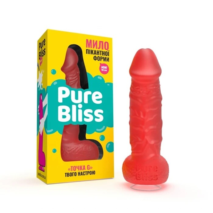 Мило у формі пеніса Pure Bliss Mini на присосці, червоне, 15 х 3.4 см