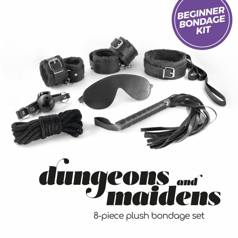 Набір для БДСМ Crushious Dungeons & Maidens чорний, 8 предметів - Зображення 1