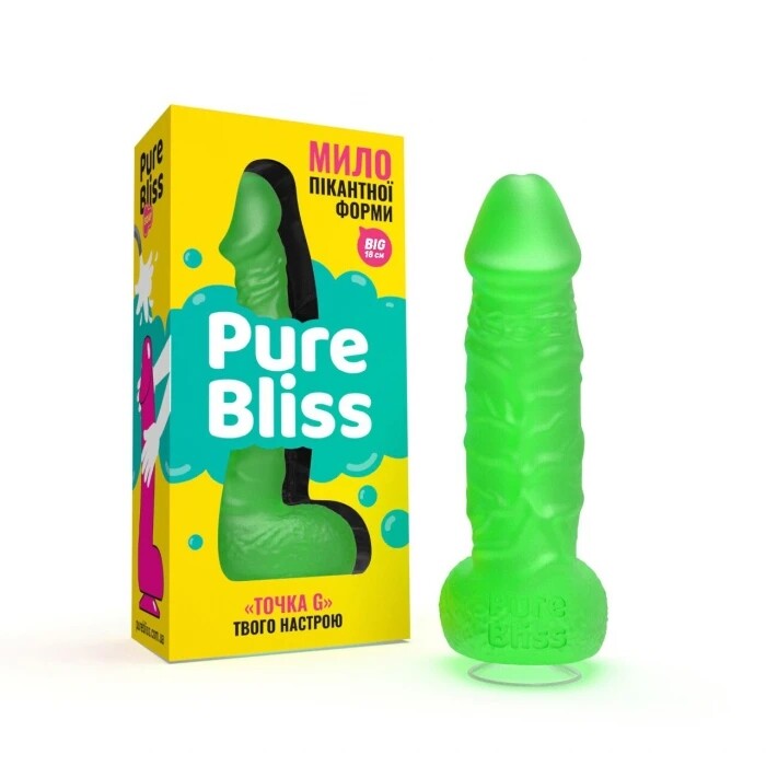 Мило у формі пеніса Pure Bliss Big на присосці, зелене, 18 х 4.2 см