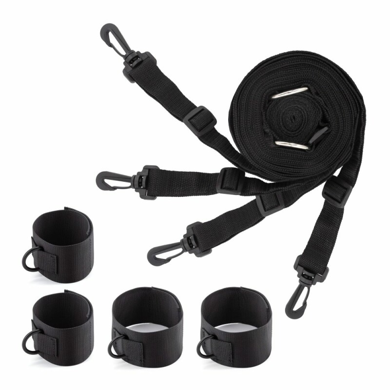 Фіксатори для ліжка Crushious Bed Restraints з манжетами та ременями, чорні - Изображение 2
