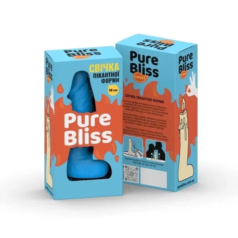 Свічка у формі пеніса Pure Bliss BIG блакитна, 18 х 4.2 см - Зображення 1