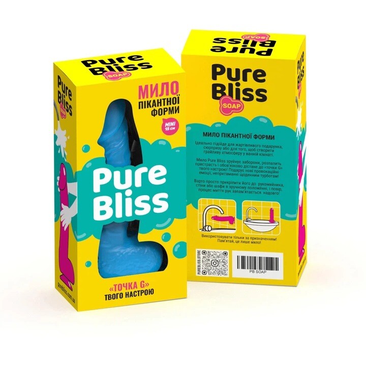 Мило у формі пеніса Pure Bliss Mini на присосці, блакитне, 15 х 3.4 см - Изображение 1