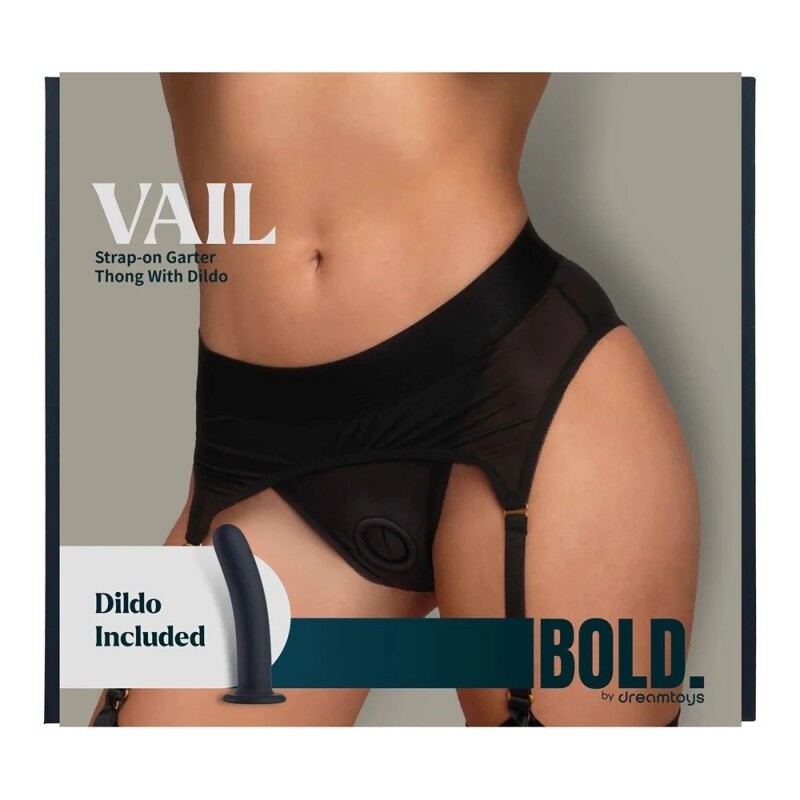 Страпон Dream Toys Vail із трусиками-підв'язками, чорний, S - Зображення 1