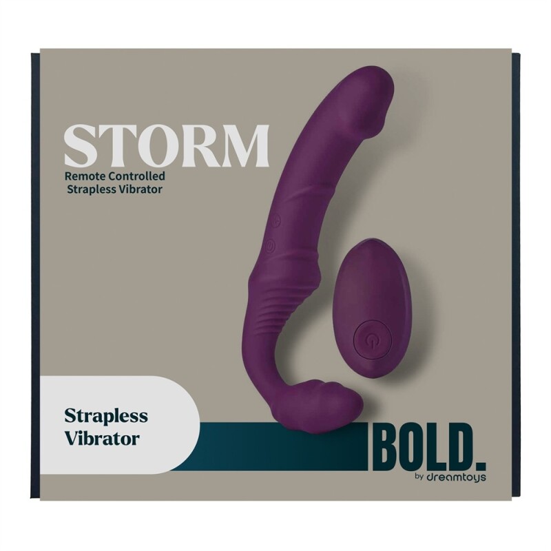 Безремінний вібрострапон Dream Toys Storm з пультом, фіолетовий, 21 х 3.9 см - Зображення 1