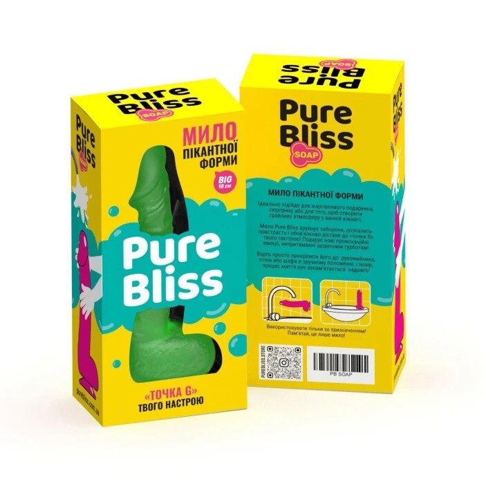 Мило у формі пеніса Pure Bliss Big на присосці, зелене, 18 х 4.2 см - Зображення 1