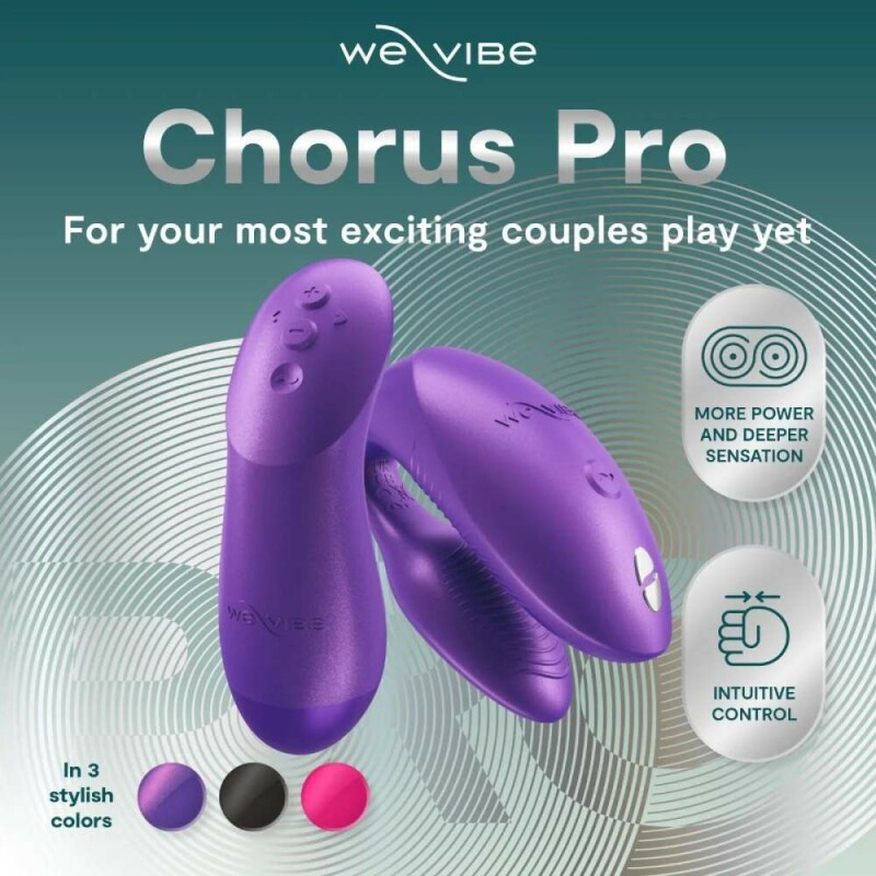 Вібратор для пар We-Vibe Chorus Pro з пультом і додатком, фіолетовий, 8 см - Изображение 8