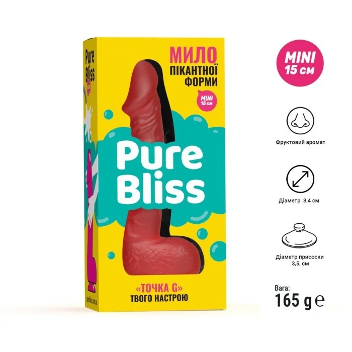 Мило у формі пеніса Pure Bliss Mini на присосці, червоне, 15 х 3.4 см - Изображение 6