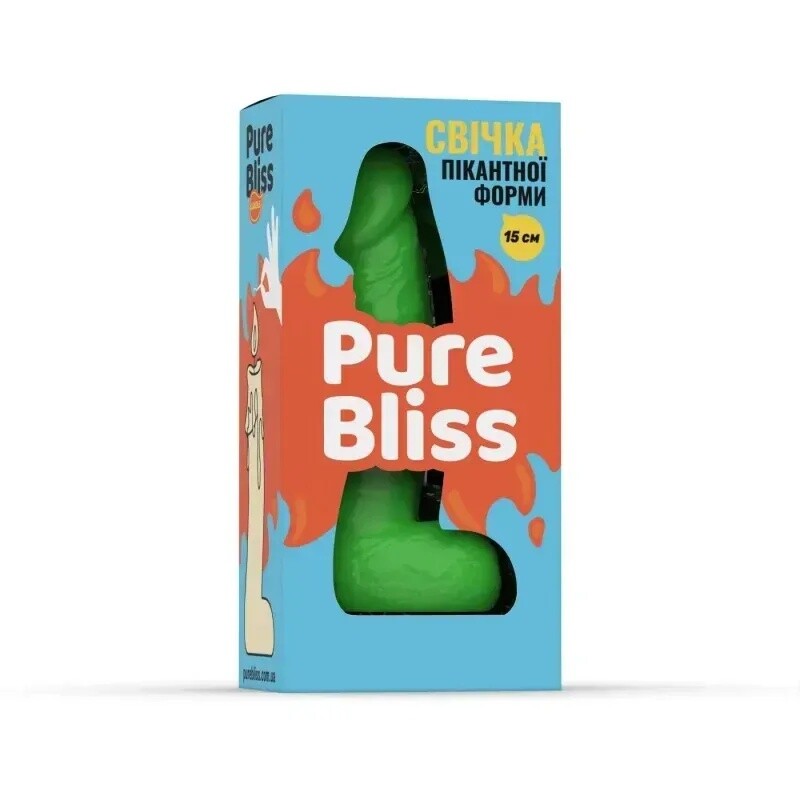 Свічка у формі пеніса Pure Bliss MINI зелена, 15 х 3.4 см - Изображение 6