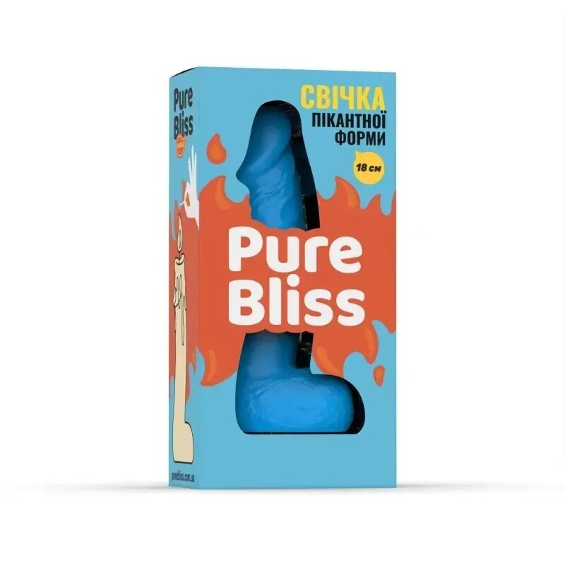 Свічка у формі пеніса Pure Bliss BIG блакитна, 18 х 4.2 см - Зображення 6