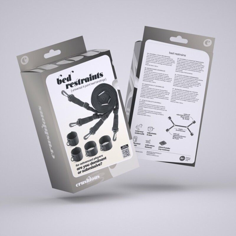 Фіксатори для ліжка Crushious Bed Restraints з манжетами та ременями, чорні - Изображение 8