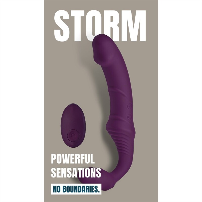 Безремінний вібрострапон Dream Toys Storm з пультом, фіолетовий, 21 х 3.9 см - Зображення 7