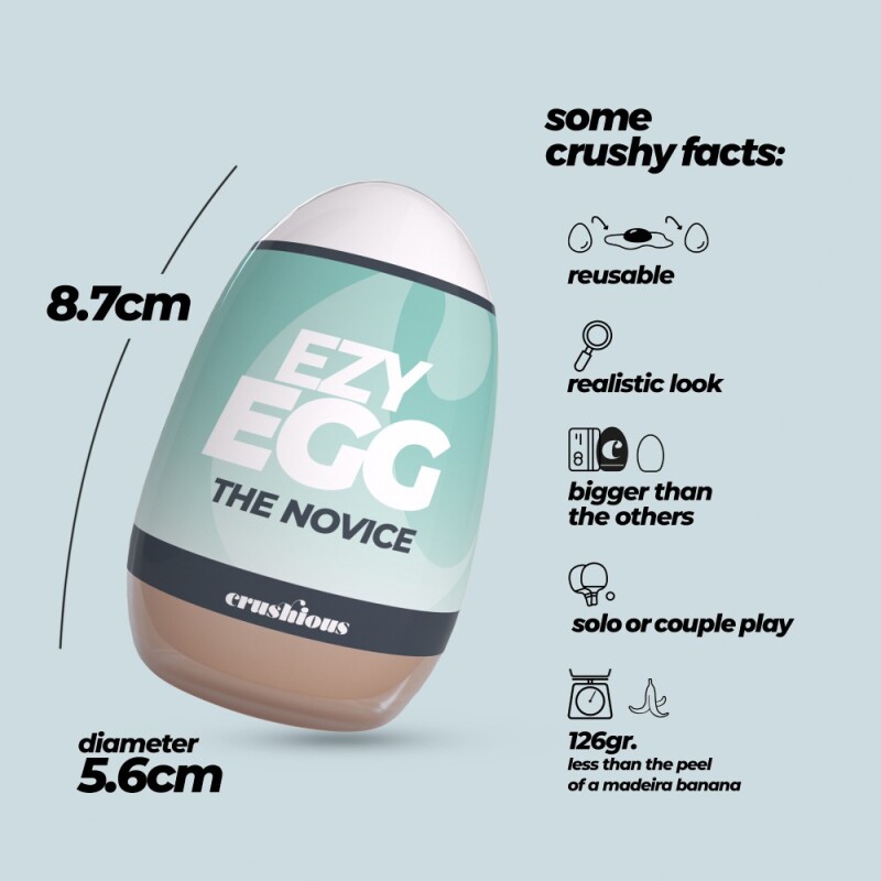 Мастурбатор-яйце Crushious Ezy Egg the Novice вагіна, бежевий, 8.7 х 5.6 см - Изображение 4