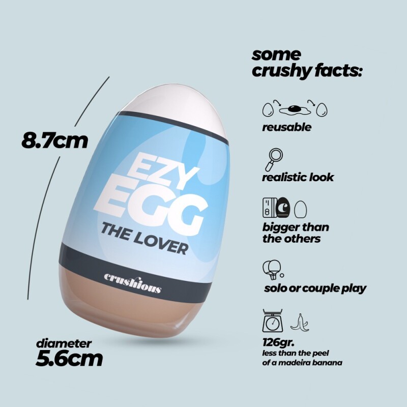 Мастурбатор-яйце Crushious Ezy Egg the Lover вагіна, бежевий, 8.7 х 5.6 см - Изображение 2