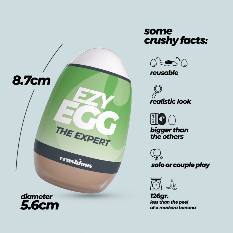 Мастурбатор-яйце Crushious Ezy Egg the Expert вагіна, бежевий, 8.7 х 5.6 см - Изображение 3
