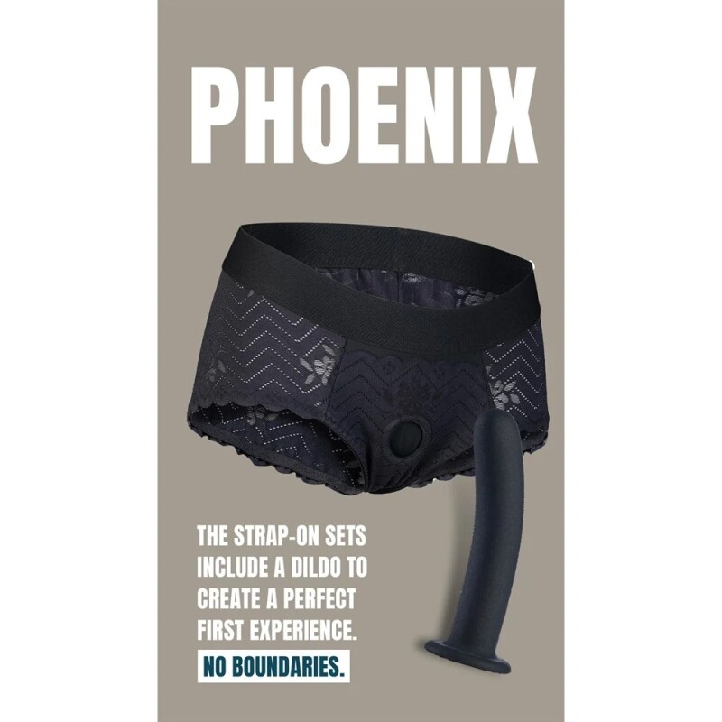 Страпон Dream Toys Phoenix, S, на мереживних трусиках, чорний, 15.5 × 3 см - Зображення 9