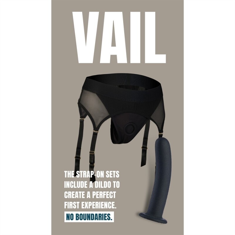 Страпон Dream Toys Vail із трусиками-підв'язками, чорний, S - Зображення 9