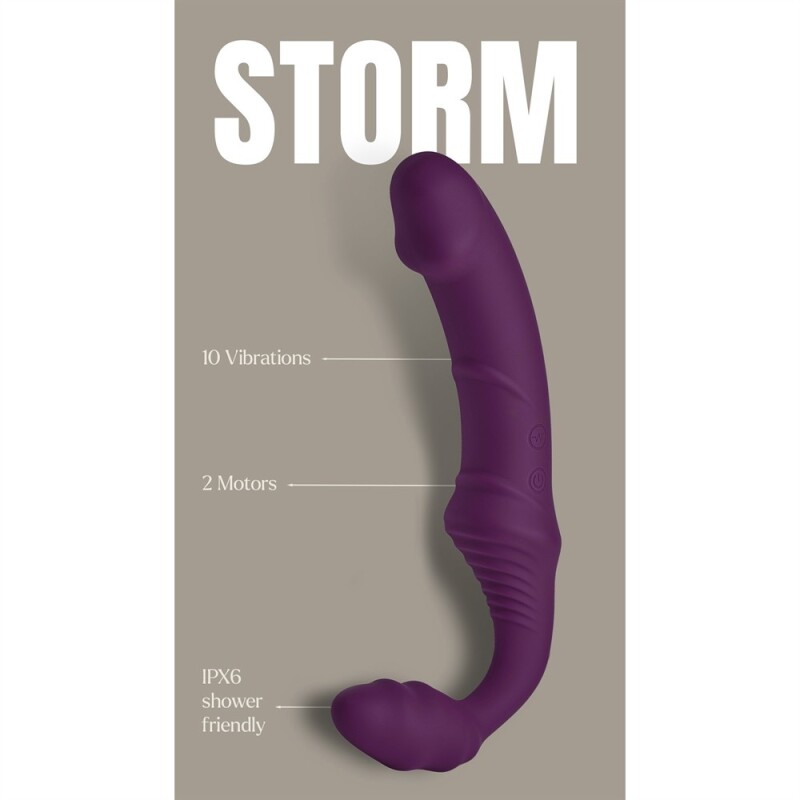 Безремінний вібрострапон Dream Toys Storm з пультом, фіолетовий, 21 х 3.9 см - Зображення 9