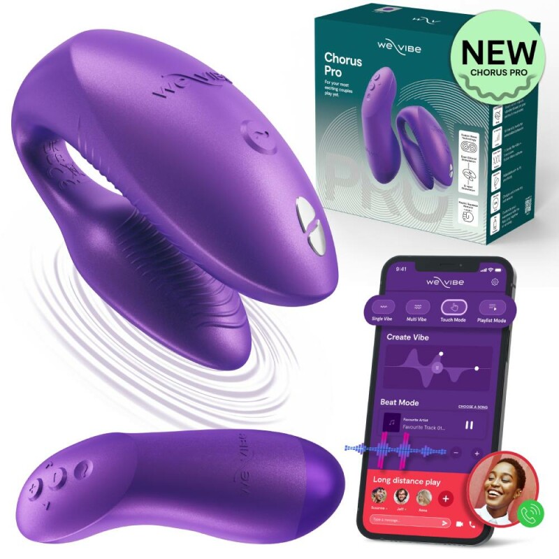 Вібратор для пар We-Vibe Chorus Pro з пультом і додатком, фіолетовий, 8 см