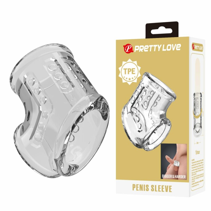 Насадка на пеніс та мошонку Pretty Love стимуююча, прозора, 7.2 х 4.7 см