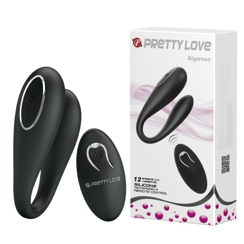 Вібратор для пар Pretty Love Algernon з пультом, чорний, 9.5 х 3.1 см