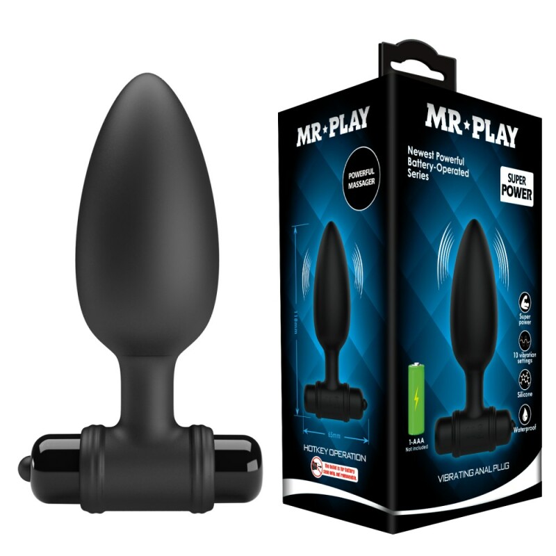 Анальний вібратор Mr. Play силіконовий, чорний, 11.8 х 3.8 см