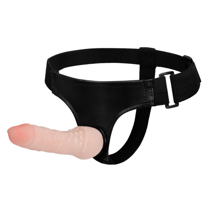 Страпон на трусиках BAILE Ultra Cyberskin Penis рельєфний, бежевий, 16 х 3,3 см - Зображення 1