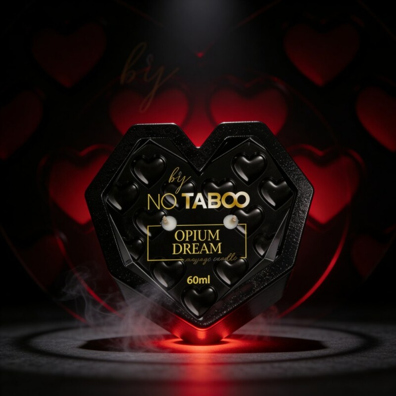 Масажна свічка у формі серця, 60 мл, NO TABOO Opium Dream квіти + спеції + ладан - Изображение 4