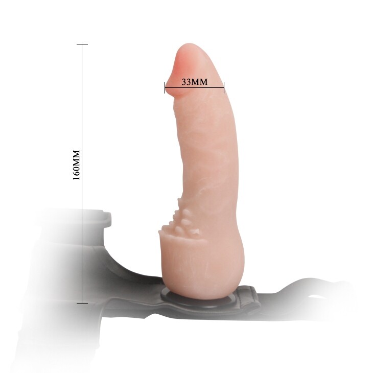 Страпон на трусиках BAILE Ultra Cyberskin Penis рельєфний, бежевий, 16 х 3,3 см - Зображення 6