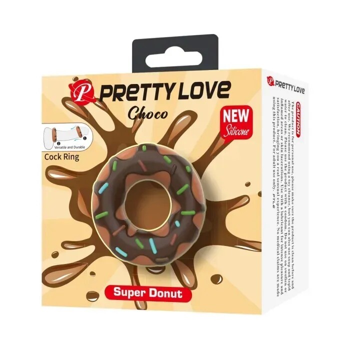 Ерекційне кільце Pretty Love Choco у формі пончика з кремом, коричневе, 4.6 х 2 см - Зображення 6