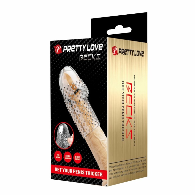 Насадка на головку пеніса Pretty Love Becks стимулююча, з пухирцями, прозора, 8 х 3.8 см - Зображення 7