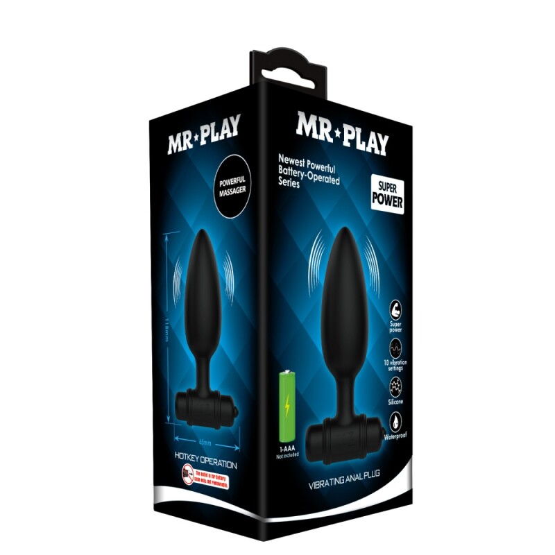 Анальний вібратор Mr. Play силіконовий, чорний, 11.8 х 3.8 см - Зображення 9