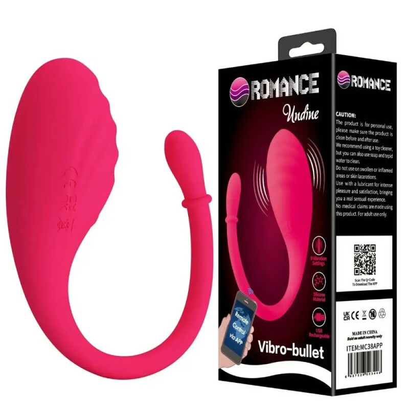 Віброяйце Romance Undine із застосунком, рожеве, 20.5 х 3.4 см