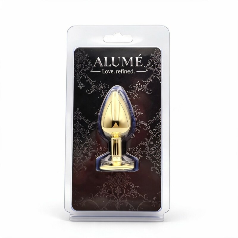 Анальна пробка ALUME, S, з каменем хамелеон, золота, 7.1 х 3.2 см - Изображение 1