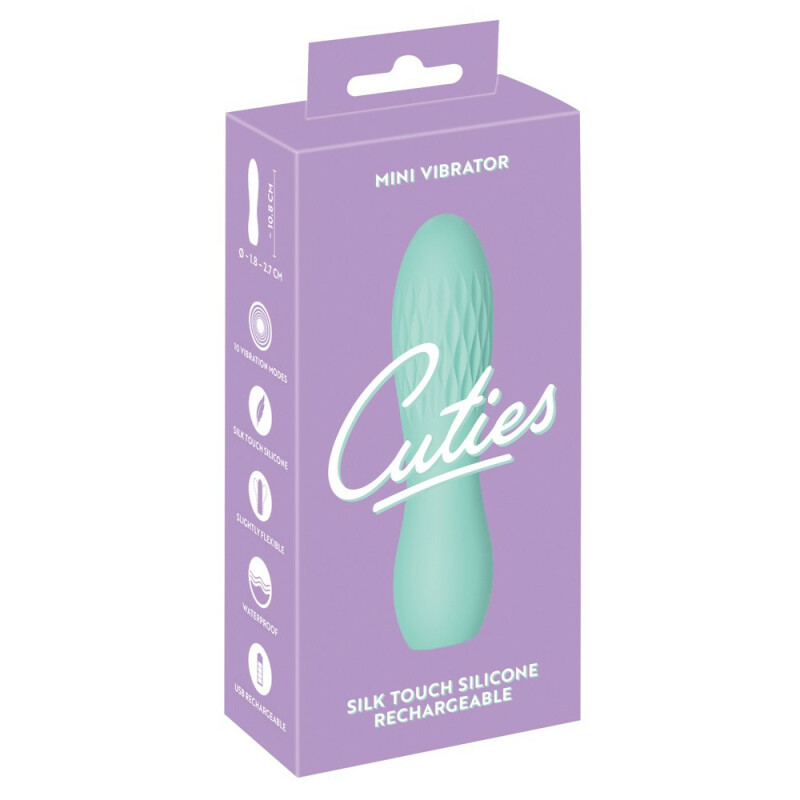 Міні-вібратор Cuties рельєфний, м'ятний, 10.8 х 2.8 см (пошкоджена упаковка) - Зображення 1