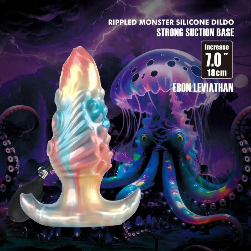 Анальна пробка Power Monsters Infernal Ebon Leviathan з накачуванням, різнокольорова, 18 х 6.4 см - Зображення 1