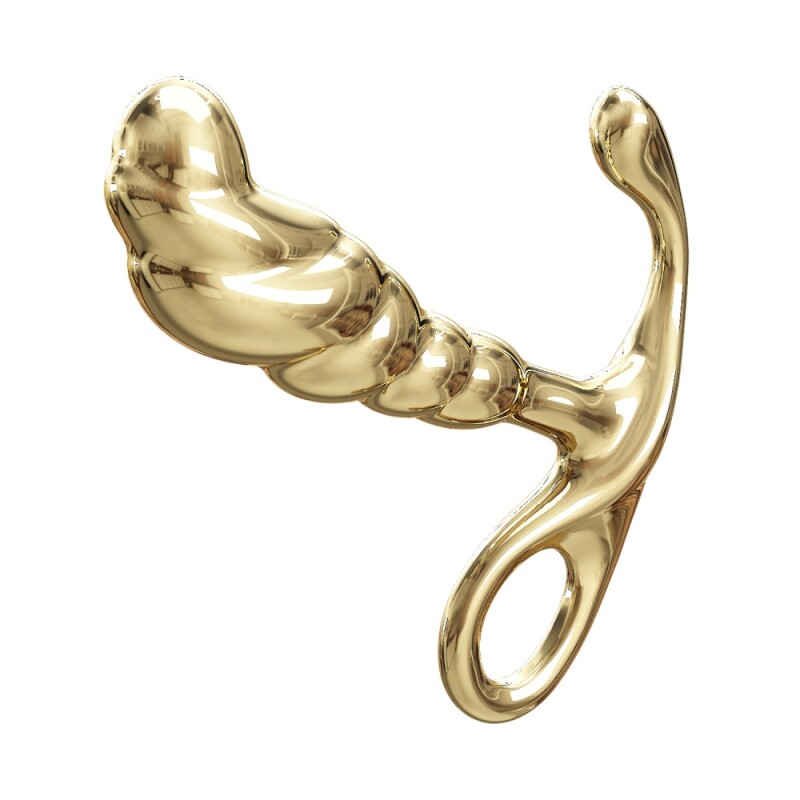 Масажер простати Pretty Love Jack з цирконового сплаву, золотий, 12.3 х 2.5 см - Зображення 3