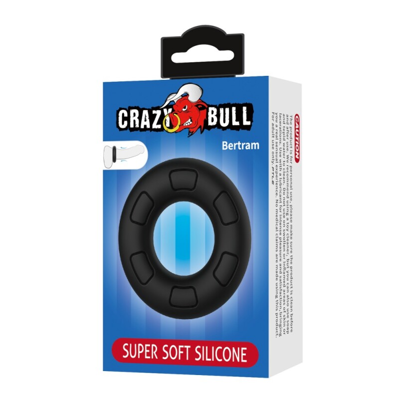 Ерекційне кільце Crazy Bull Bertram силіконове, чорне, 6.6 х 1.8 см - Изображение 7